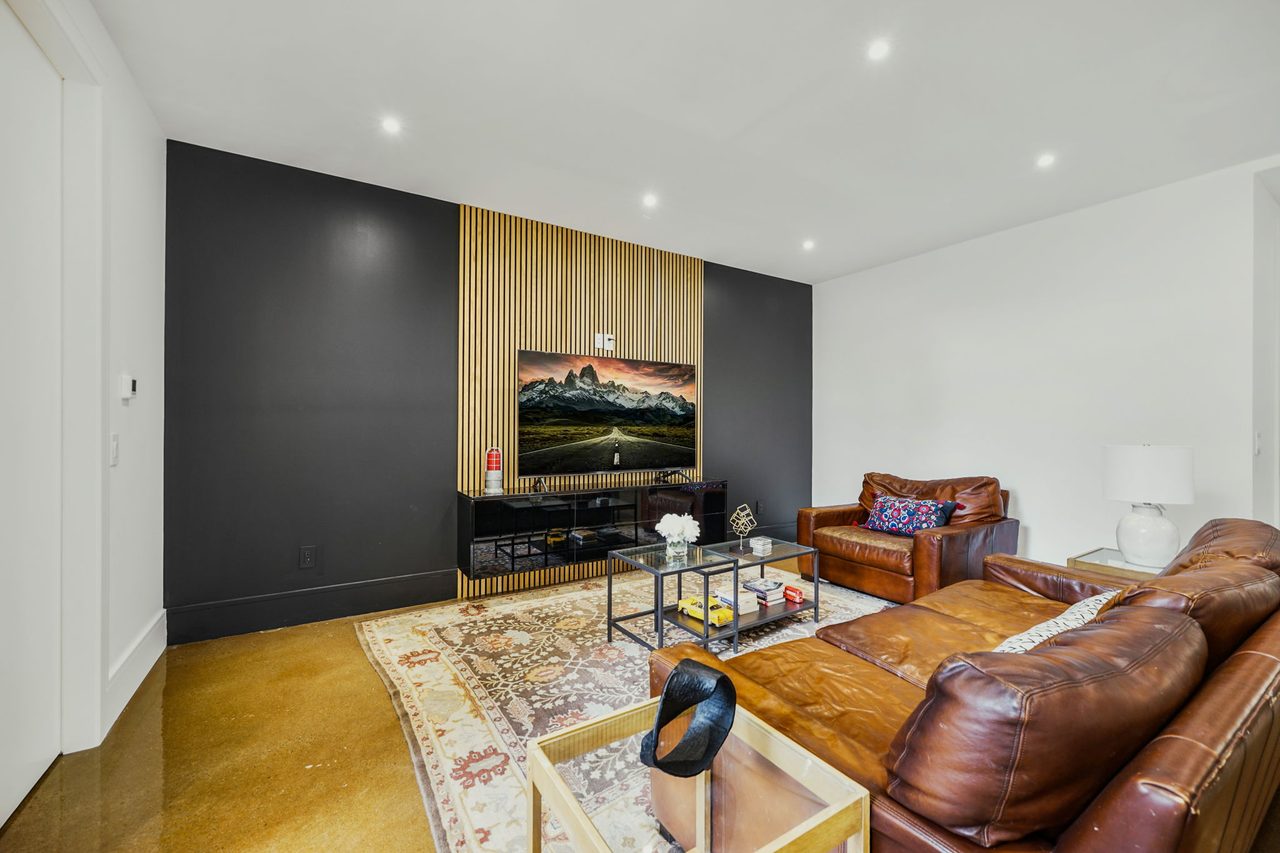 Family room with feature wall
