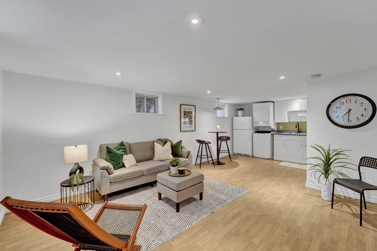 Sunlit living area real estate photo